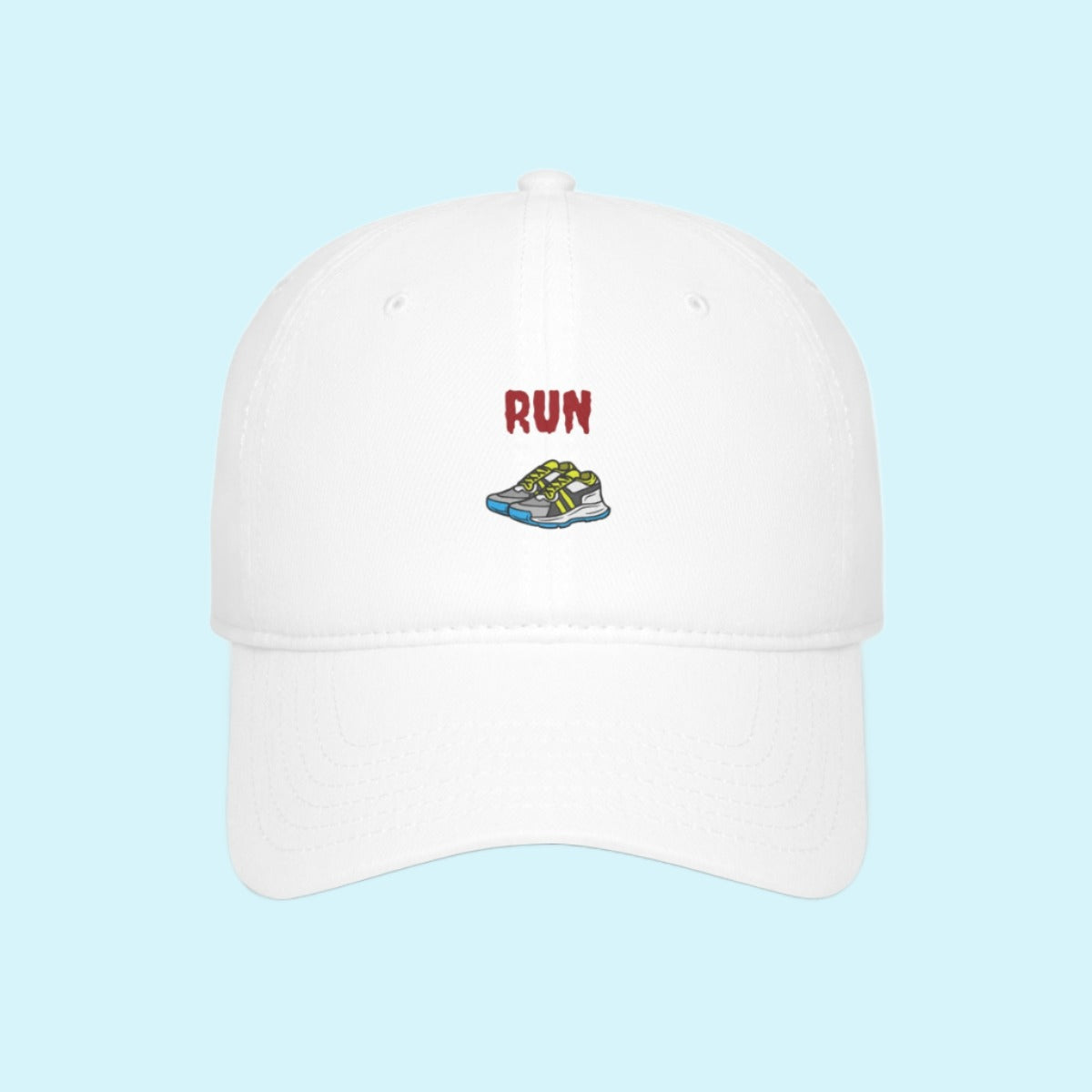 White Running Theme Baseball Cap