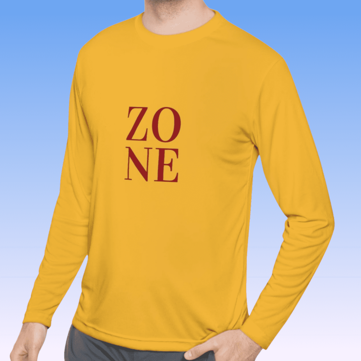 Gold Men's Zone Red Long Sleeve Moisture-Wicking Tee