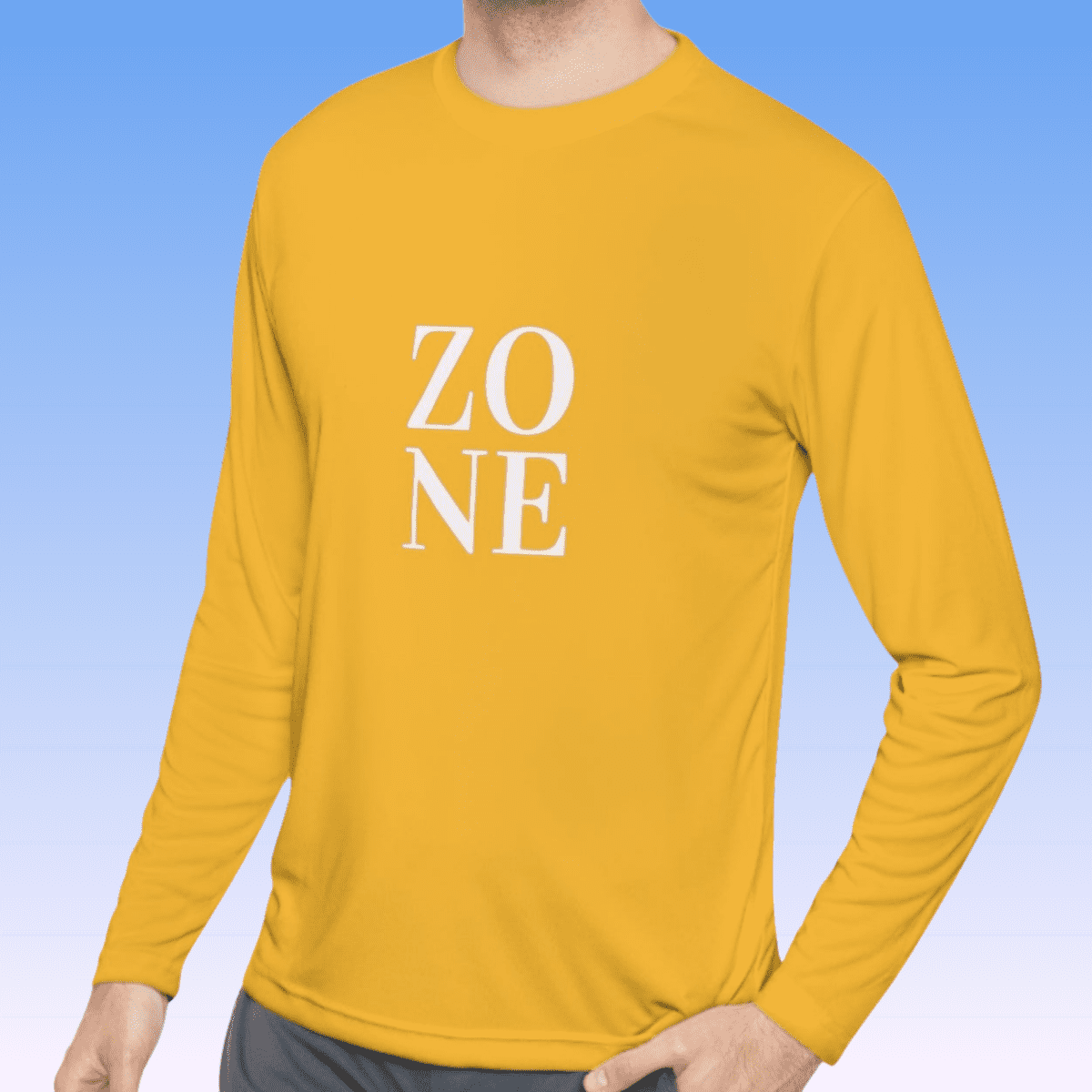 Gold Men's Zone White Long Sleeve Moisture-Wicking Tee