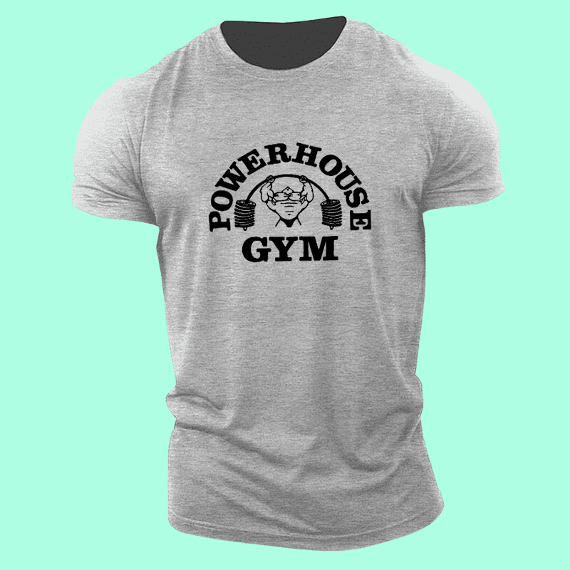 Men's Gray POWERHOUSE Gym Print T-Shirt