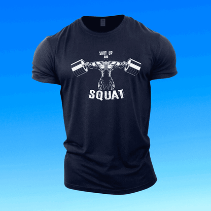 Men's Navy Blue Squat Print Gym T-Shirt