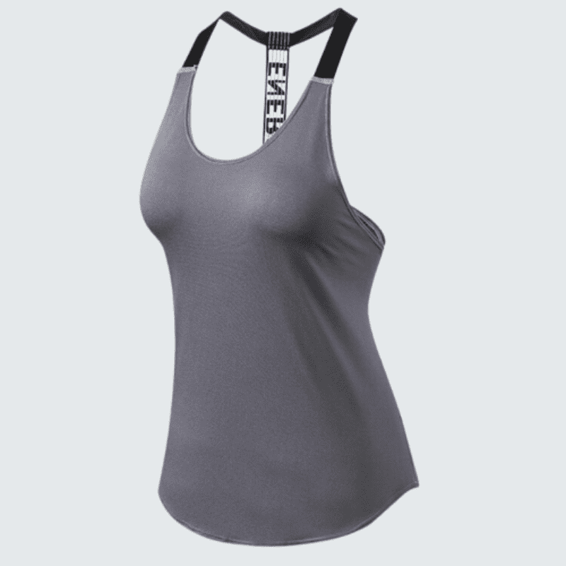 Women's Gray Fitness Tank Top T-Strap