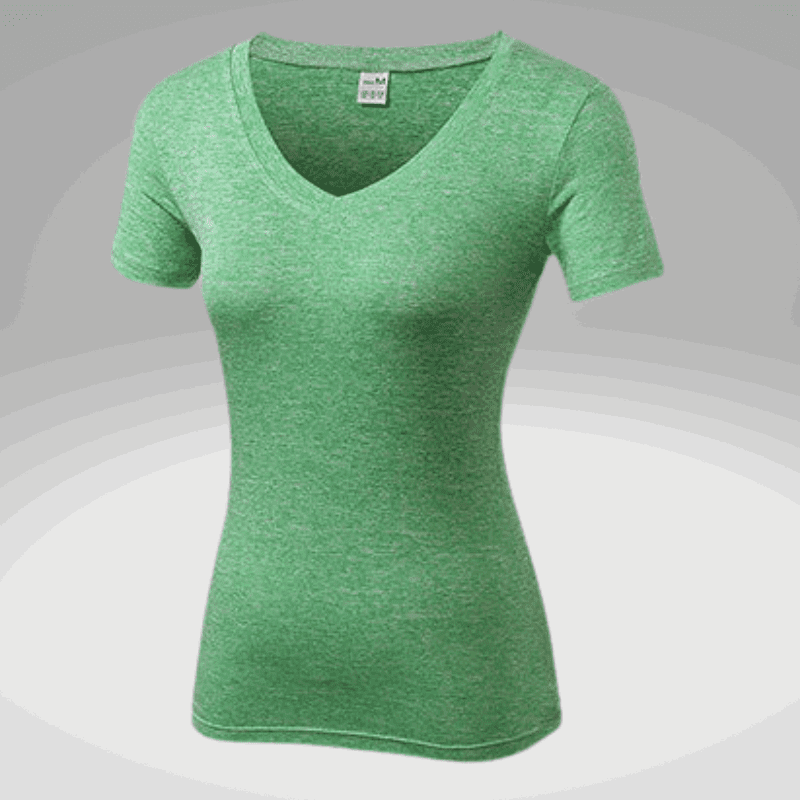 Women's Green Fitted V-Neck Fitness Tee