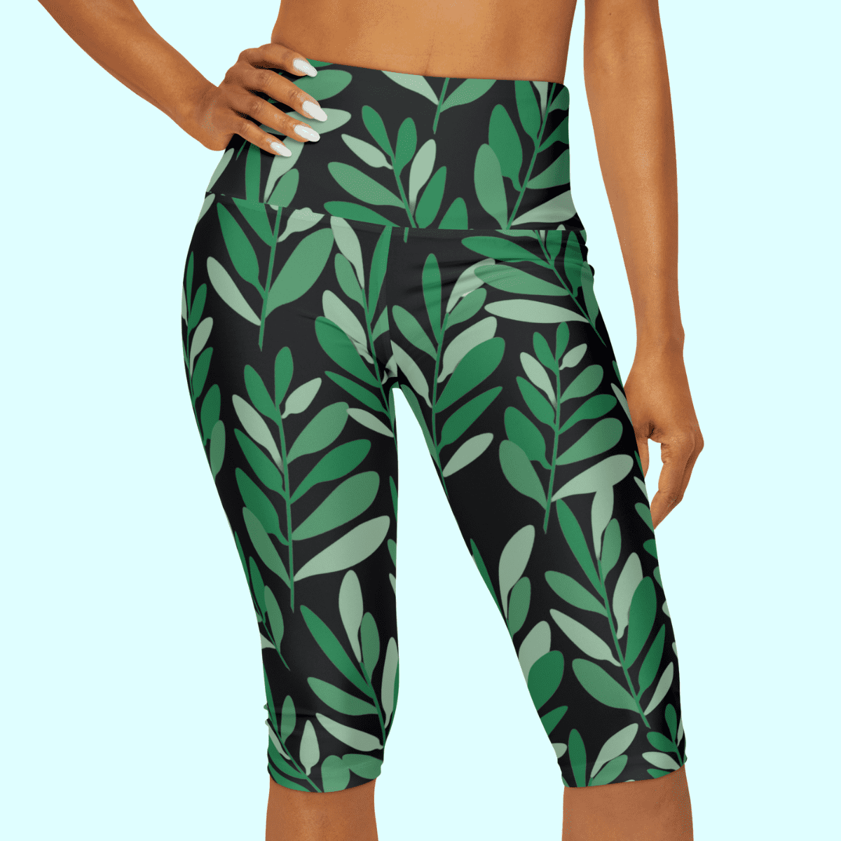 Green Leaf Yoga Capri Leggings