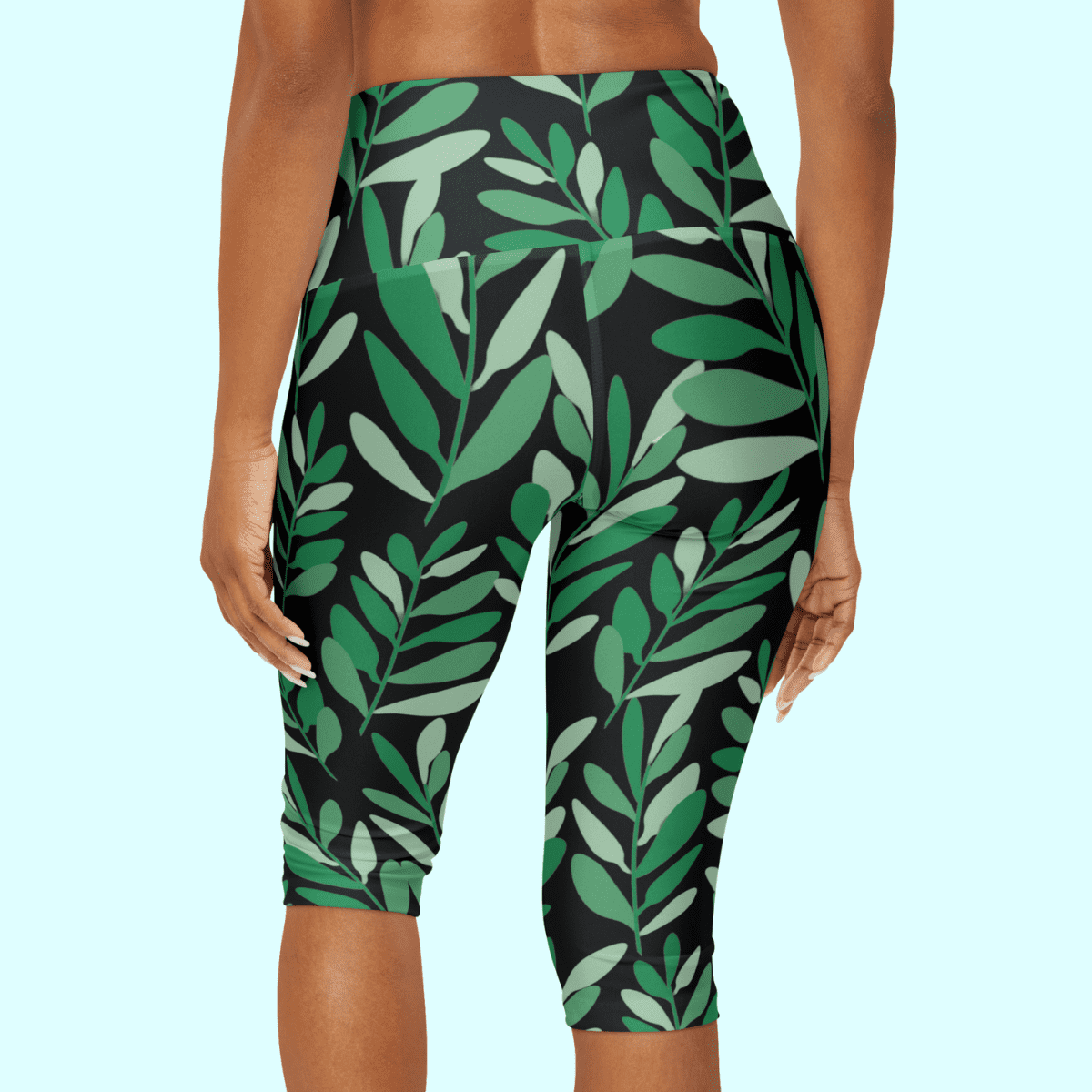 Green Leaf Yoga Capri Leggings