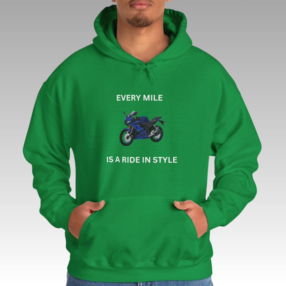Irish Green Men's Motorcycling Theme Hoodie