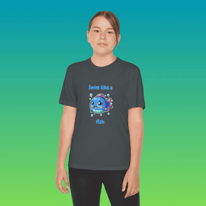 Iron Grey Youth Swim Like A Fish Moisture-Wicking Tee