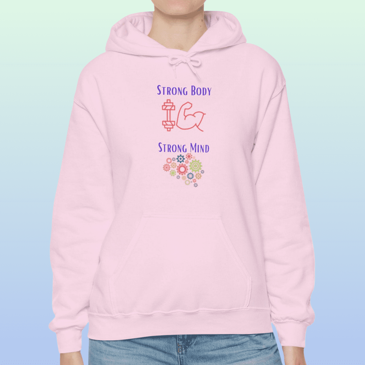 Light Pink Women's Strong Body Strong Mind Hoodie