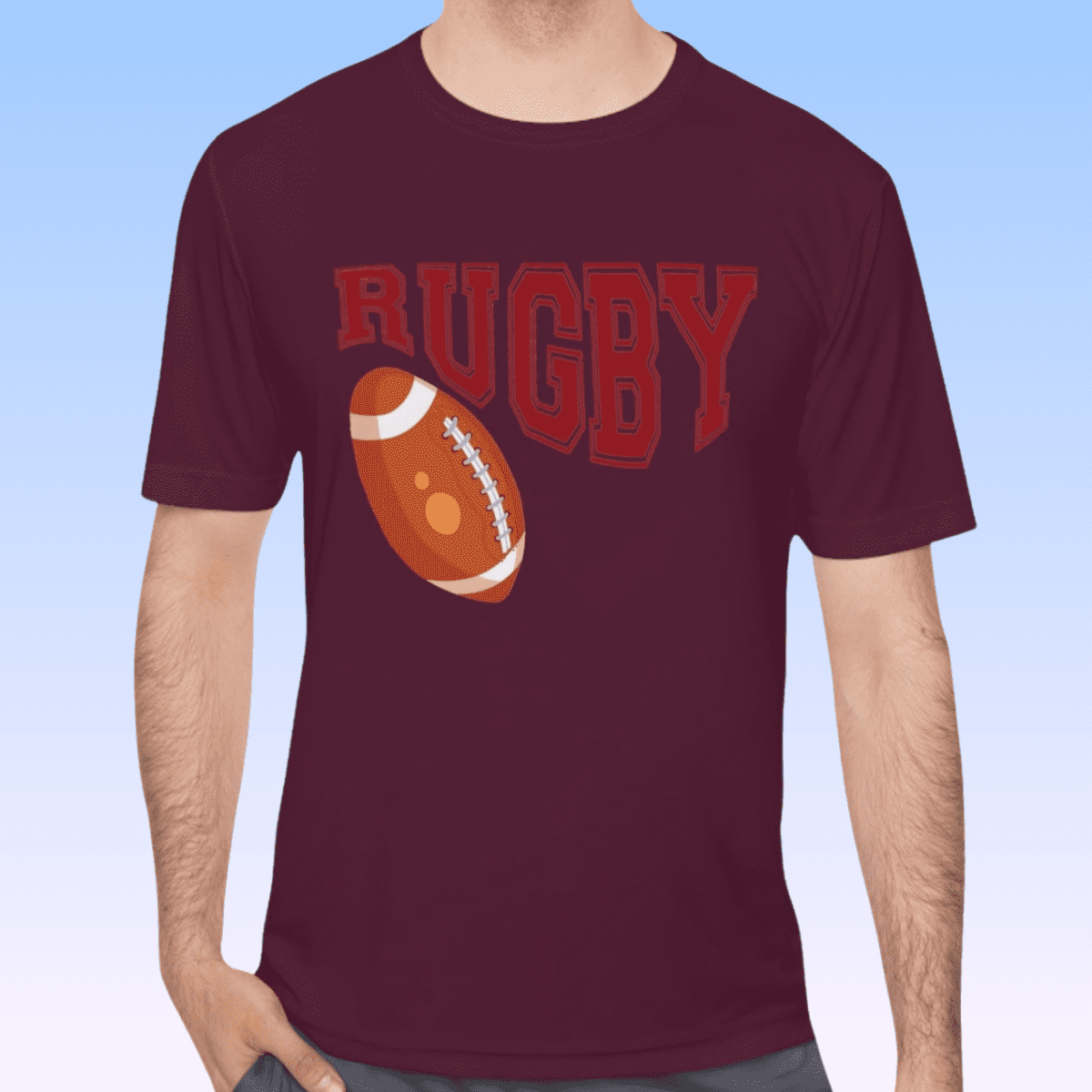 Men's Maroon Rugby Moisture Wicking Tee