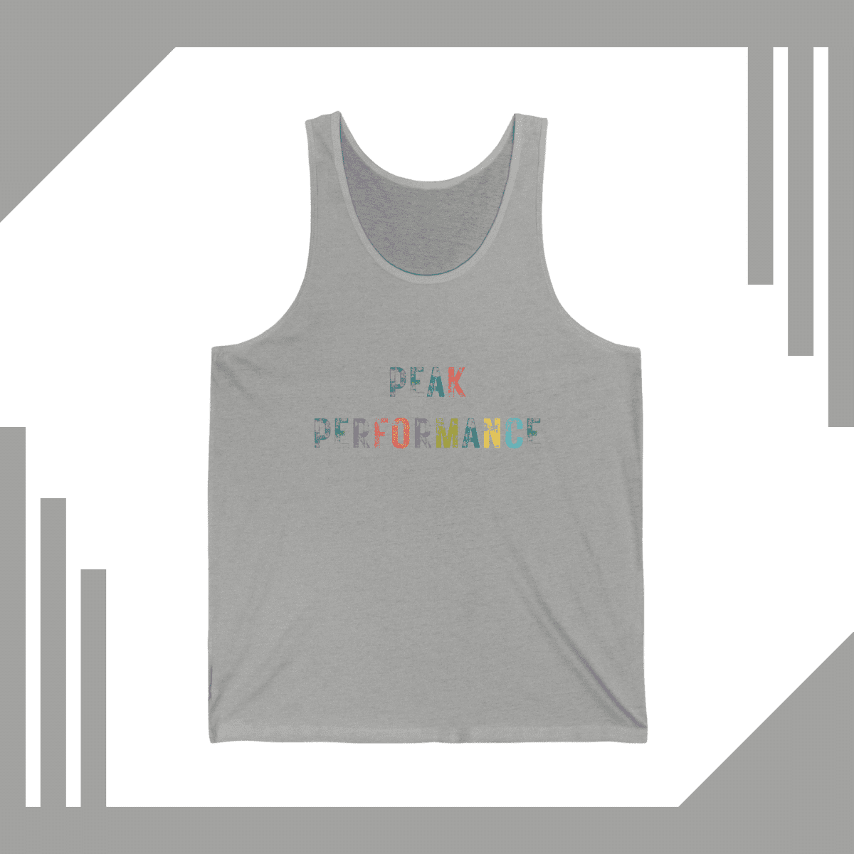 en's Athletic Heather Peak Performance Rainbow Distressed Print Tank Top