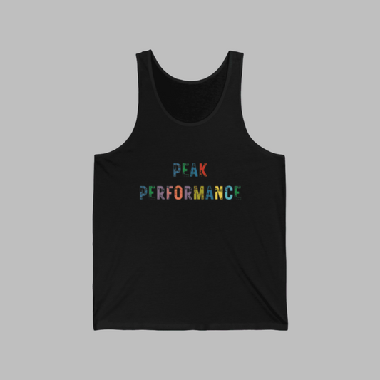 en's Black Peak Performance Rainbow Distressed Print Tank Top