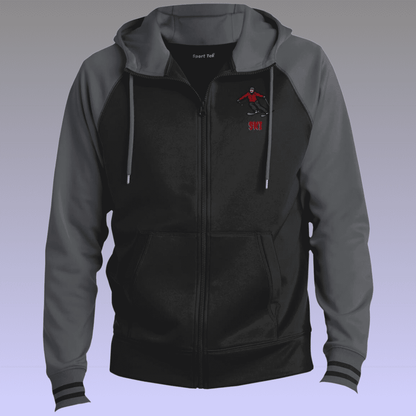 Men's Black and Grey Skiing Sport-Wick® Full-Zip Hooded Jacket