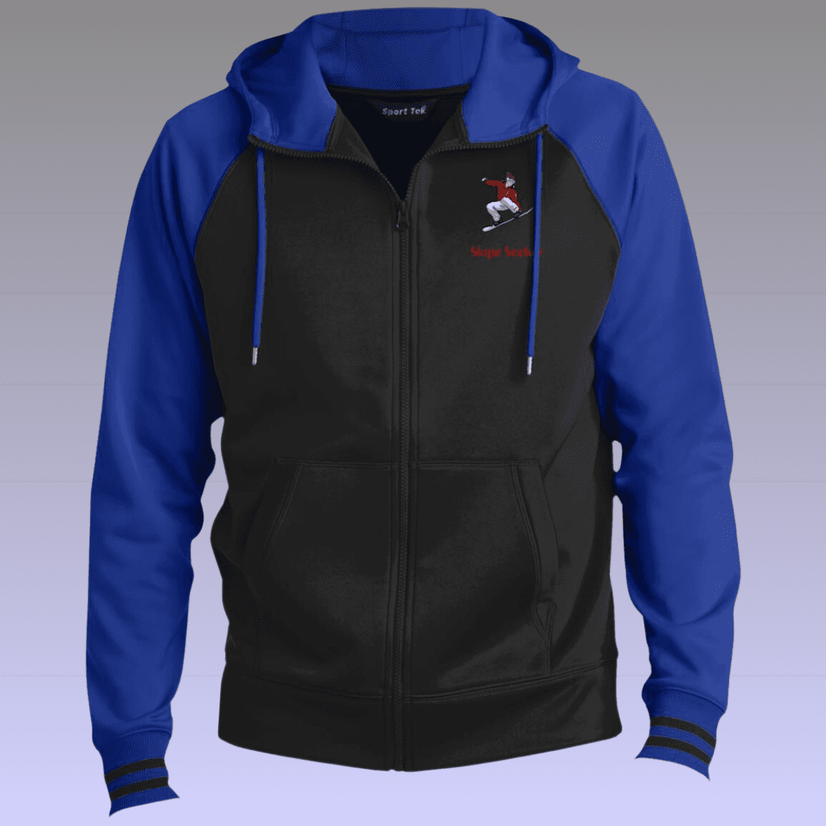 Men's  Black and Royal Snowboarding Sport-Wick® Full-Zip Hooded Jacket 