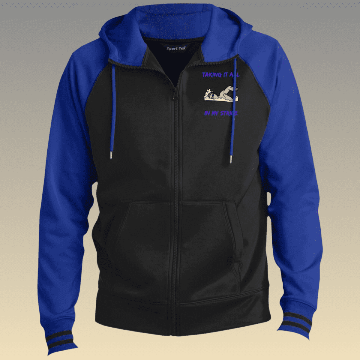 Men's Black and Royal Swimming Sport-Wick® Full-Zip Hooded Jacket 