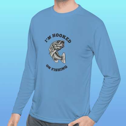 Men's Carolina Blue Hooked On Fishing Long Sleeve Moisture-Wicking Tee