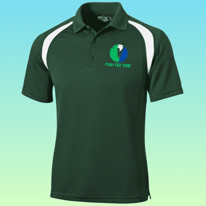 Men's Forest and White Golf Par-tee Time Moisture-Wicking Polo Shirt