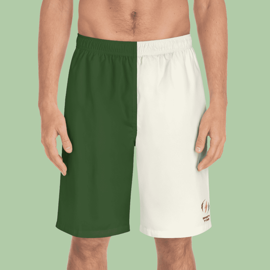 Men's Green And Cream Board Shorts