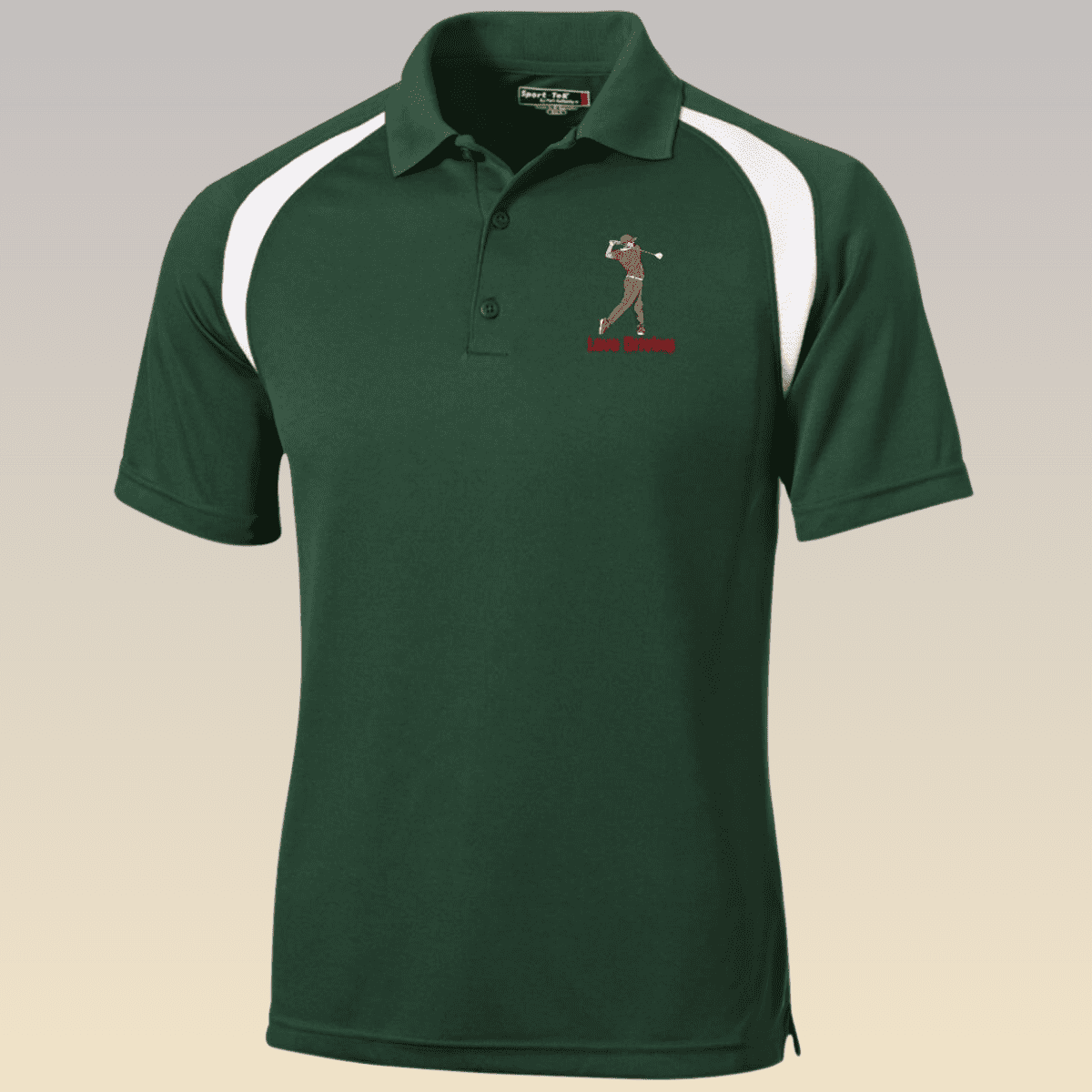 Men's Green and White Golf Love Driving Moisture-Wicking Polo Shirt