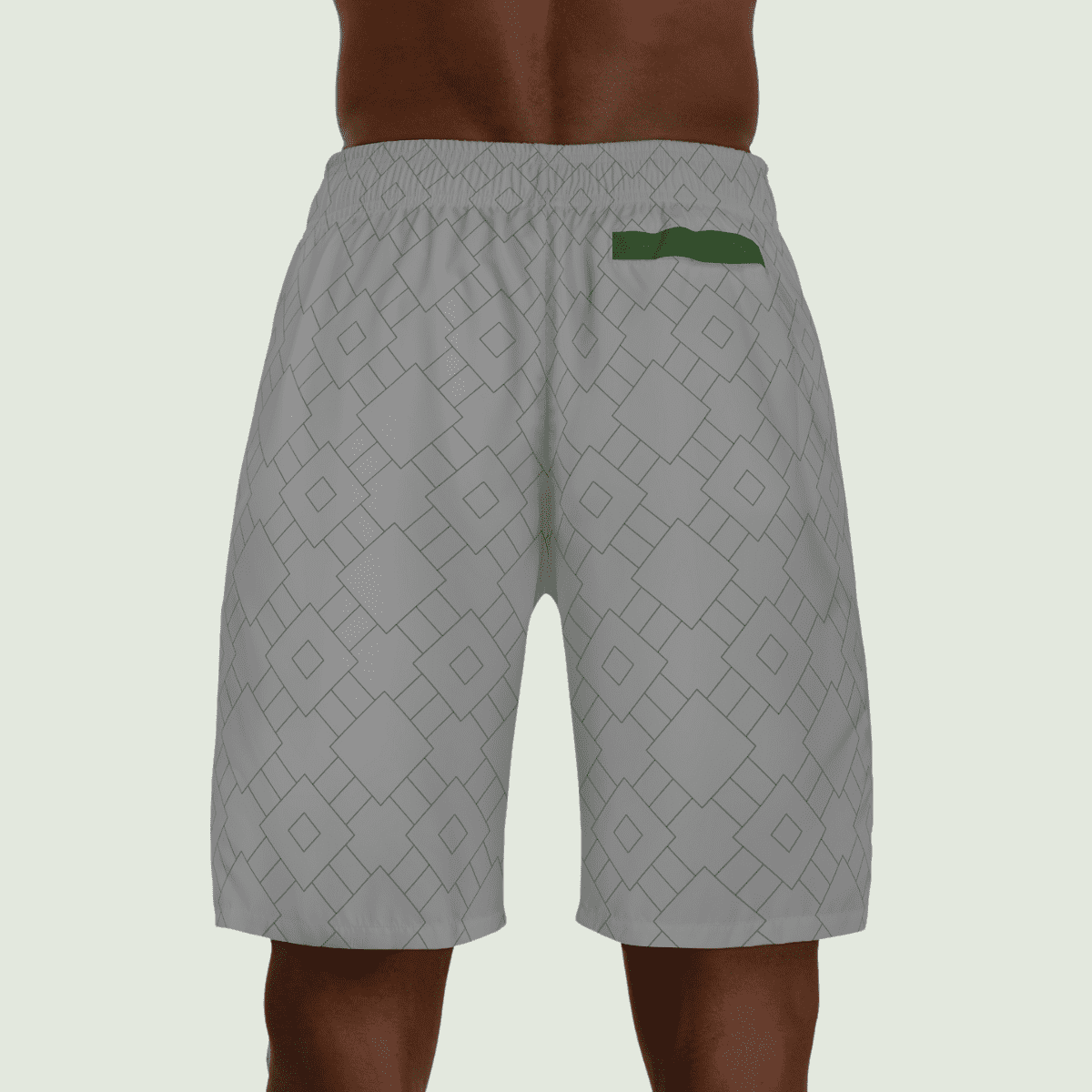 Men's Grey And Green Squares Jogger Shorts