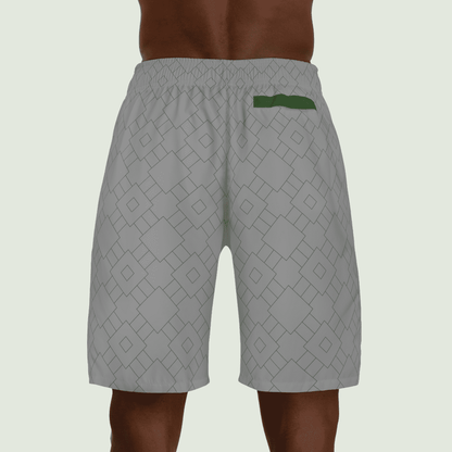 Men's Grey And Green Squares Jogger Shorts