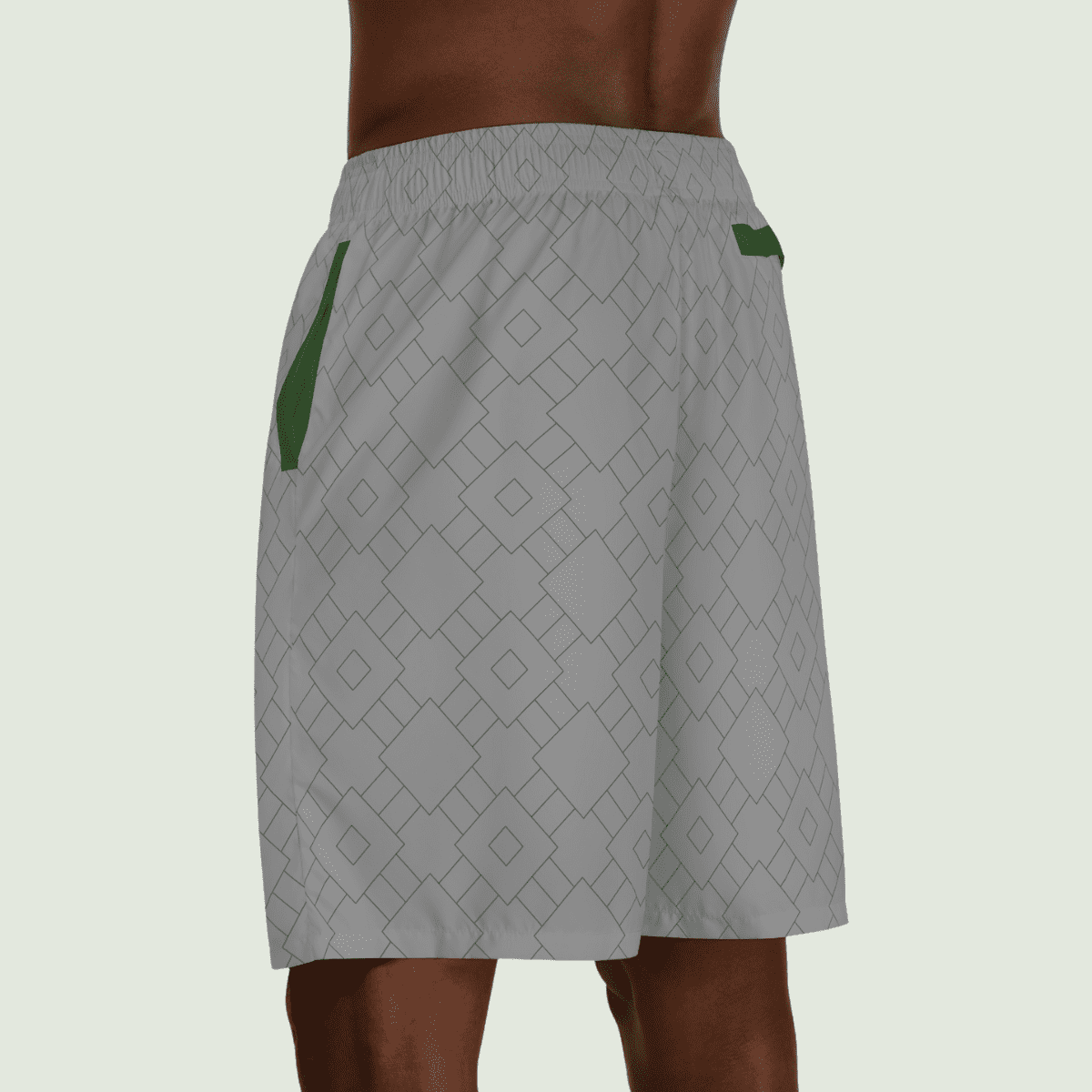Men's Grey And Green Squares Jogger Shorts