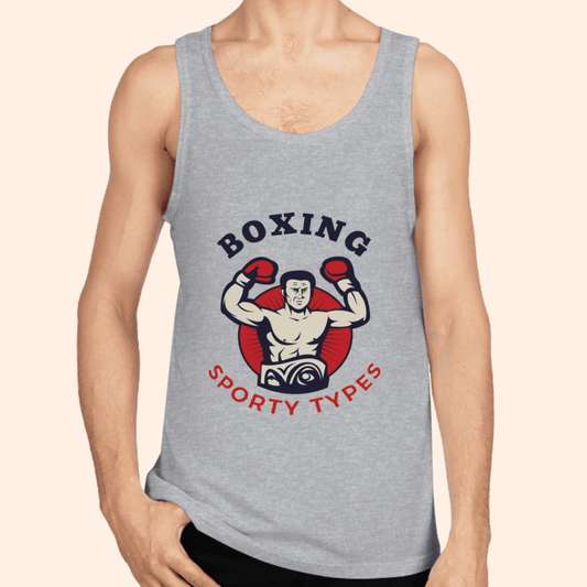 Men's Grey Boxing Theme Cotton Tank Top