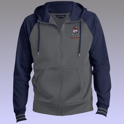 Men's Grey and Navy Snowboarding Sport-Wick® Full-Zip Hooded Jacket 