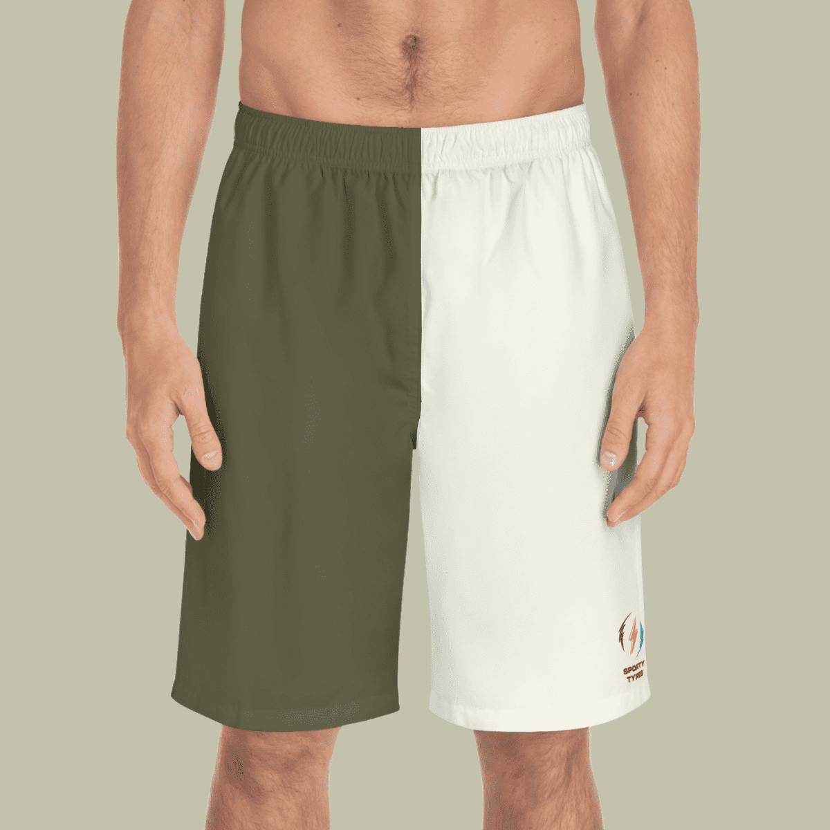 Men's Khaki and Cream Board Shorts