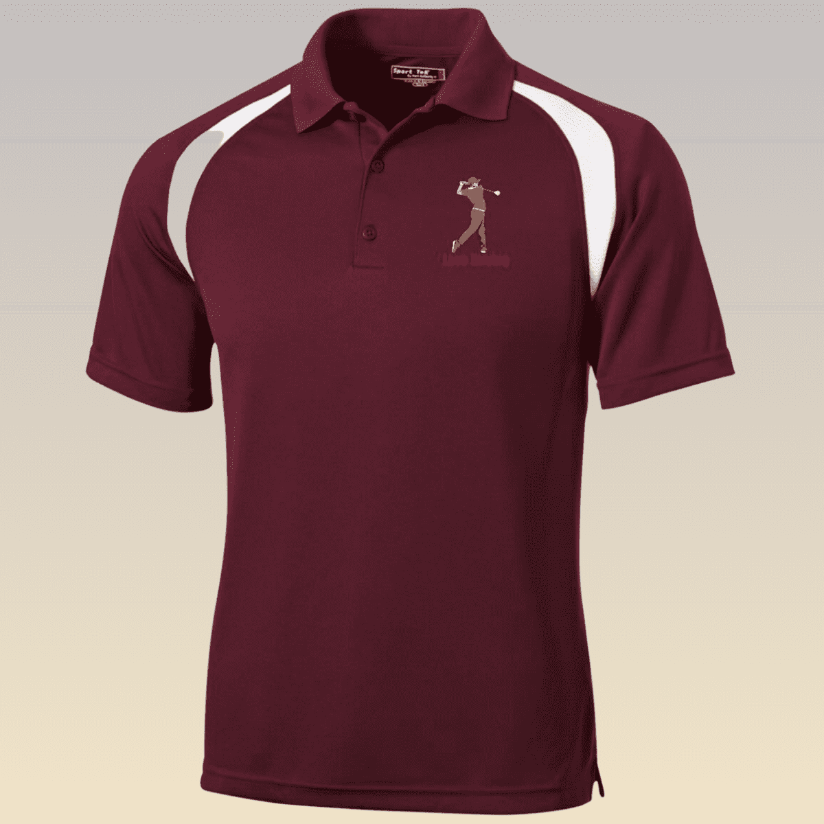Men's Maroon and White Golf Love Driving Moisture-Wicking Polo Shirt
