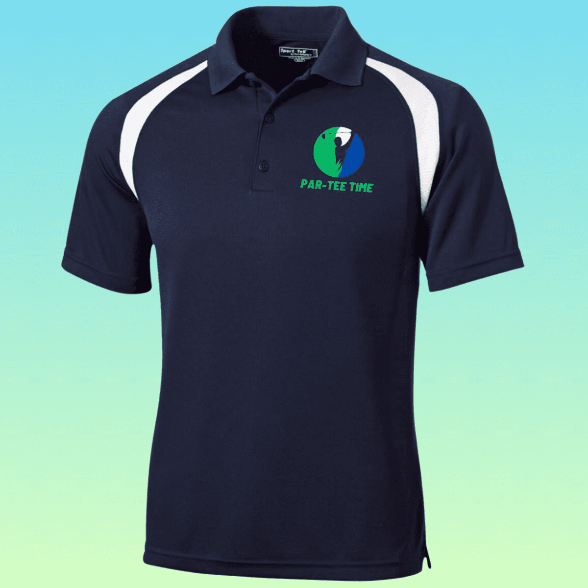 Men's Navy and White Golf Par-tee Time Moisture-Wicking Polo Shirt