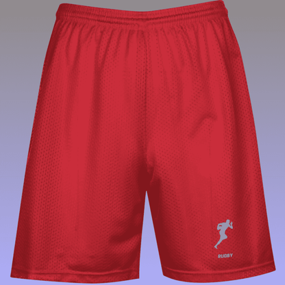 Men's Red Rugby Performance Mesh Shorts