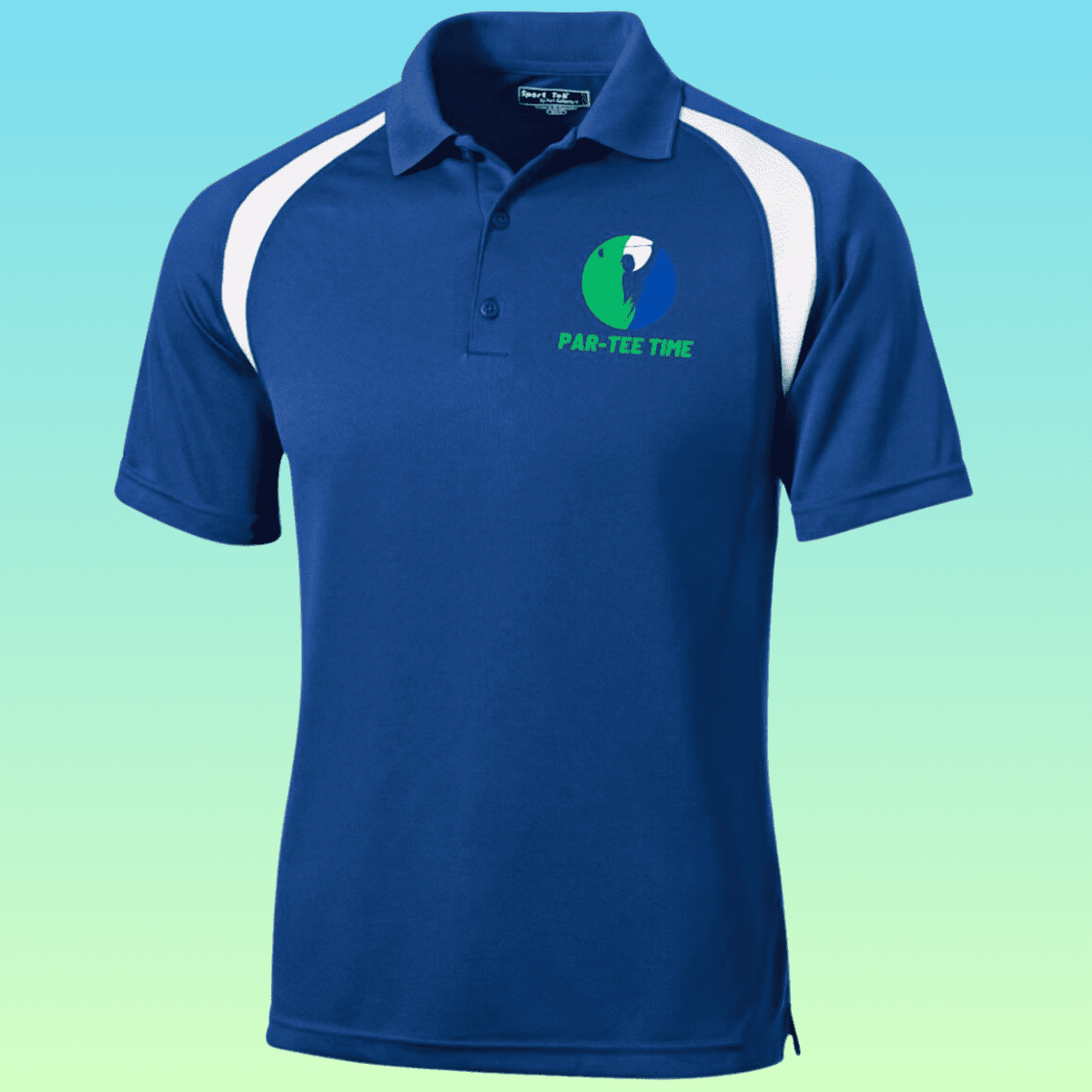 Men's Royal and White Golf Par-tee Time Moisture-Wicking Polo Shirt