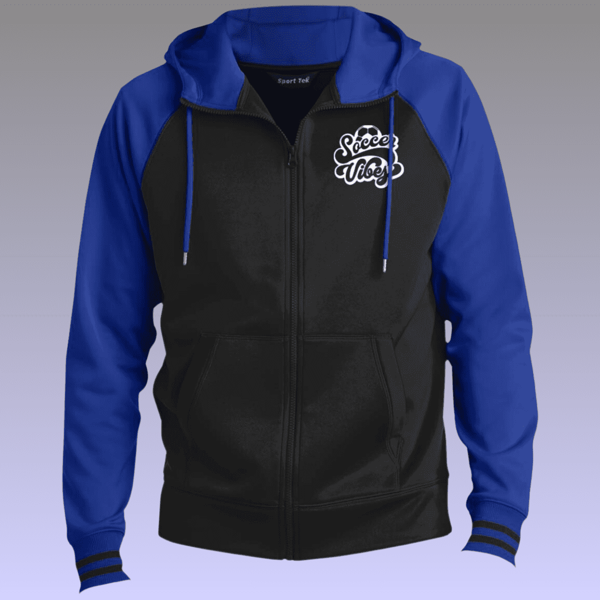 Men's Royal and Black Soccer Vibes Sport-Wick® Full-Zip Hooded Jacket