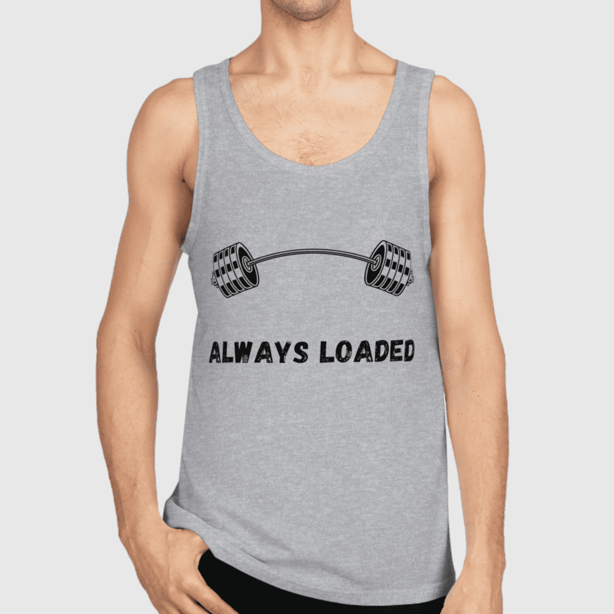 Men's Grey Cotton Weight Training Tank Top