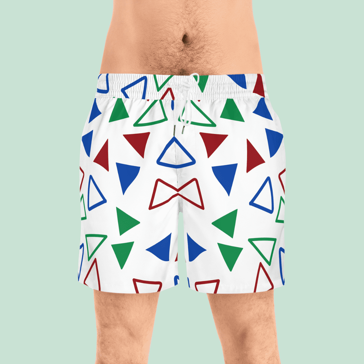 Men's White And Colored Triangle Fitness Shorts