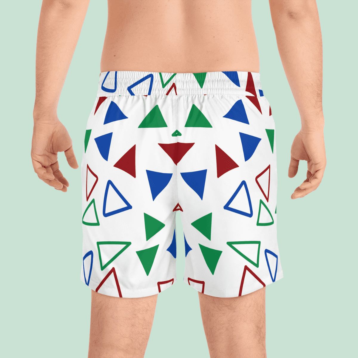 Men's White And Colored Triangle Fitness Shorts