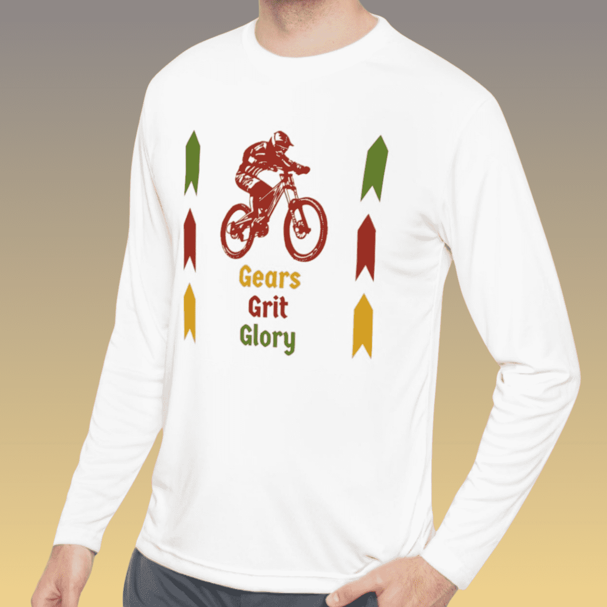 Men's White Mountain Biking Long Sleeve Moisture-Wicking Tee