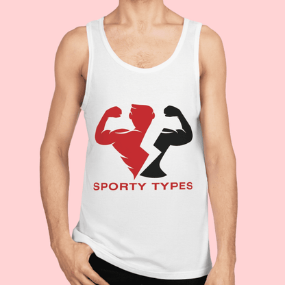 Men's White Sporty Types Bodybuilding Cotton Tank Top