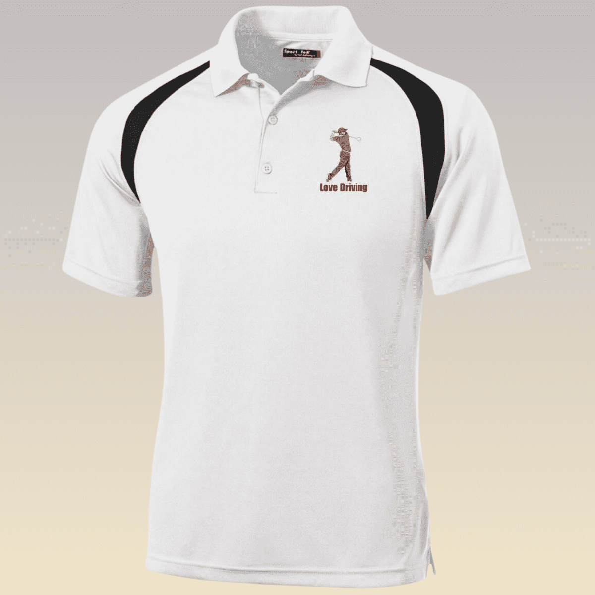 Men's White and Black Golf Love Driving Moisture-Wicking Polo Shirt