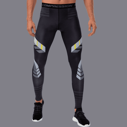 Men's  Black And Gray Compression Training Tights