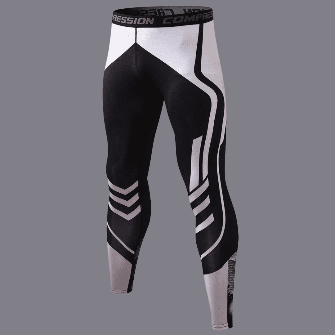 Men's Black And White Compression Training Tights