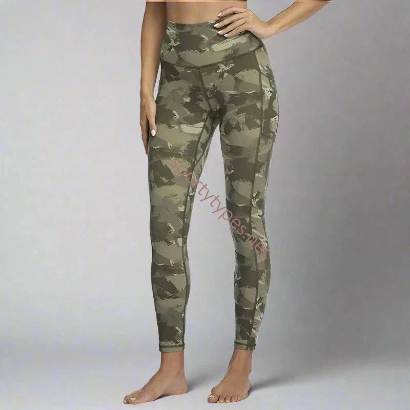 Light Green Women's High Waisted Camo Yoga Leggings
