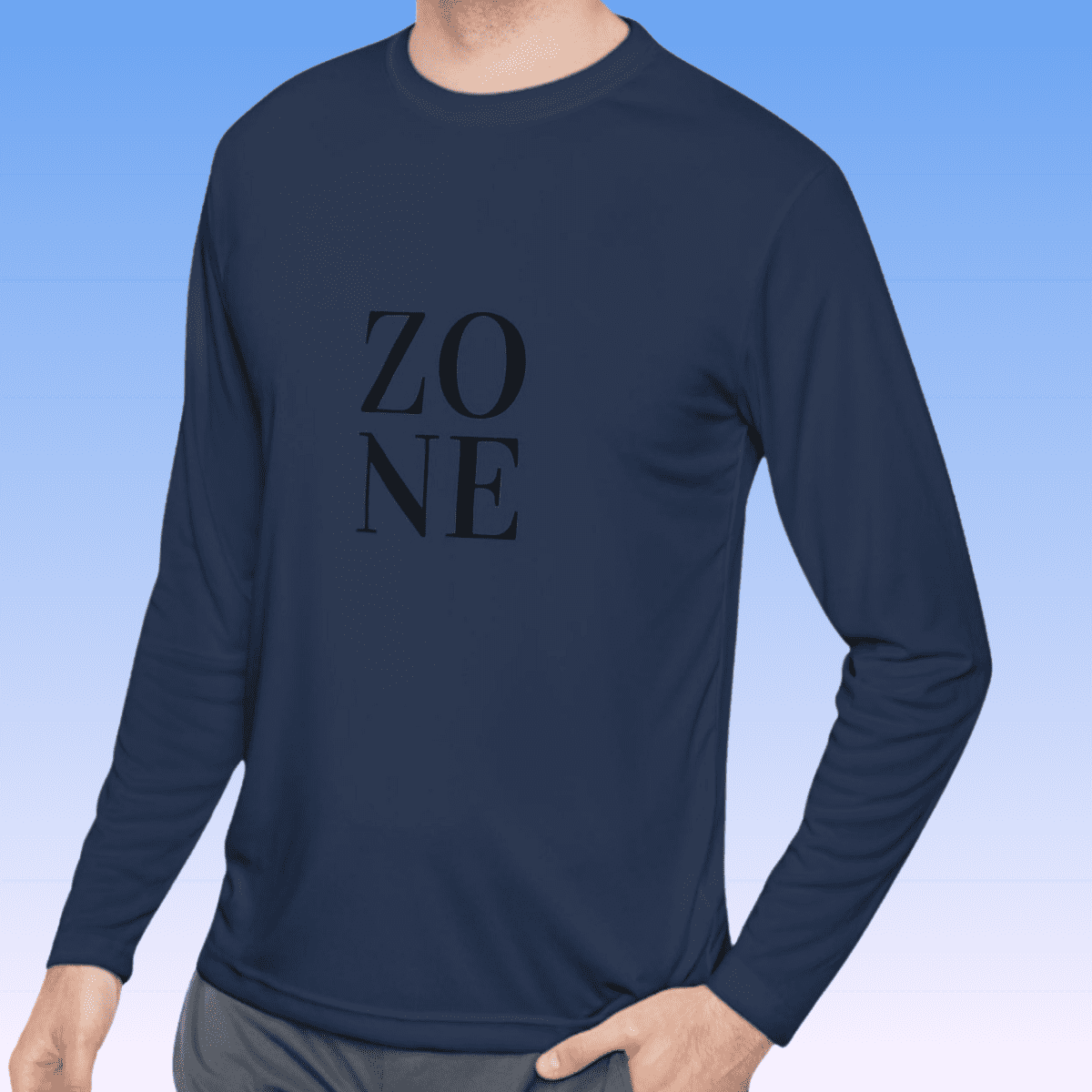 Navy Men's Zone Black Long Sleeve Moisture-Wicking Tee
