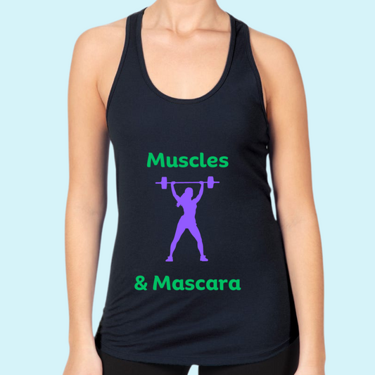 Navy Women's Muscles And Mascara Performance Racerback Tank Top