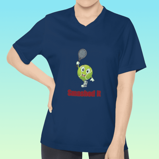 Women's Navy Tennis Smashed It V-Neck Performance Tee