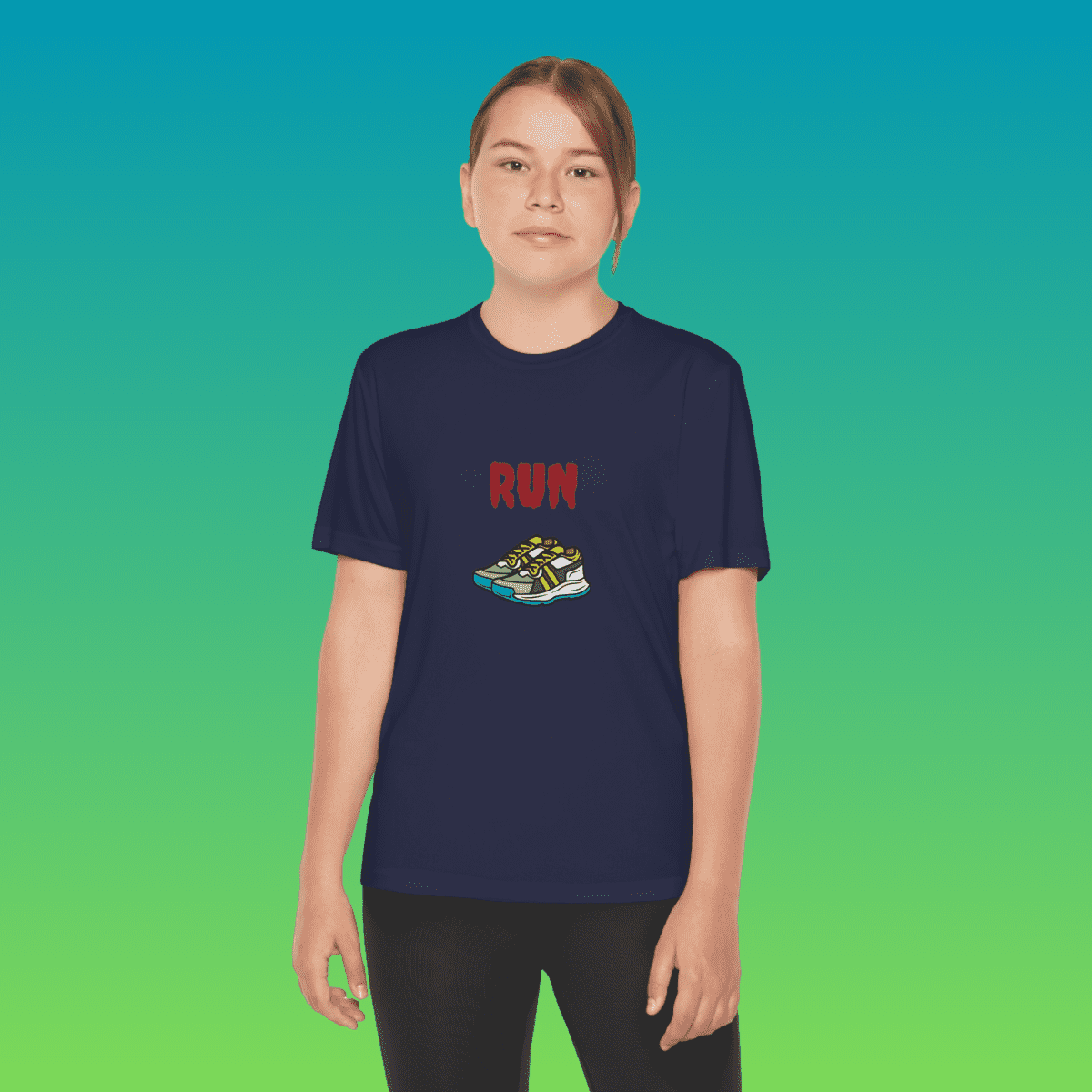 Navy Youth Running Moisture-Wicking Tee