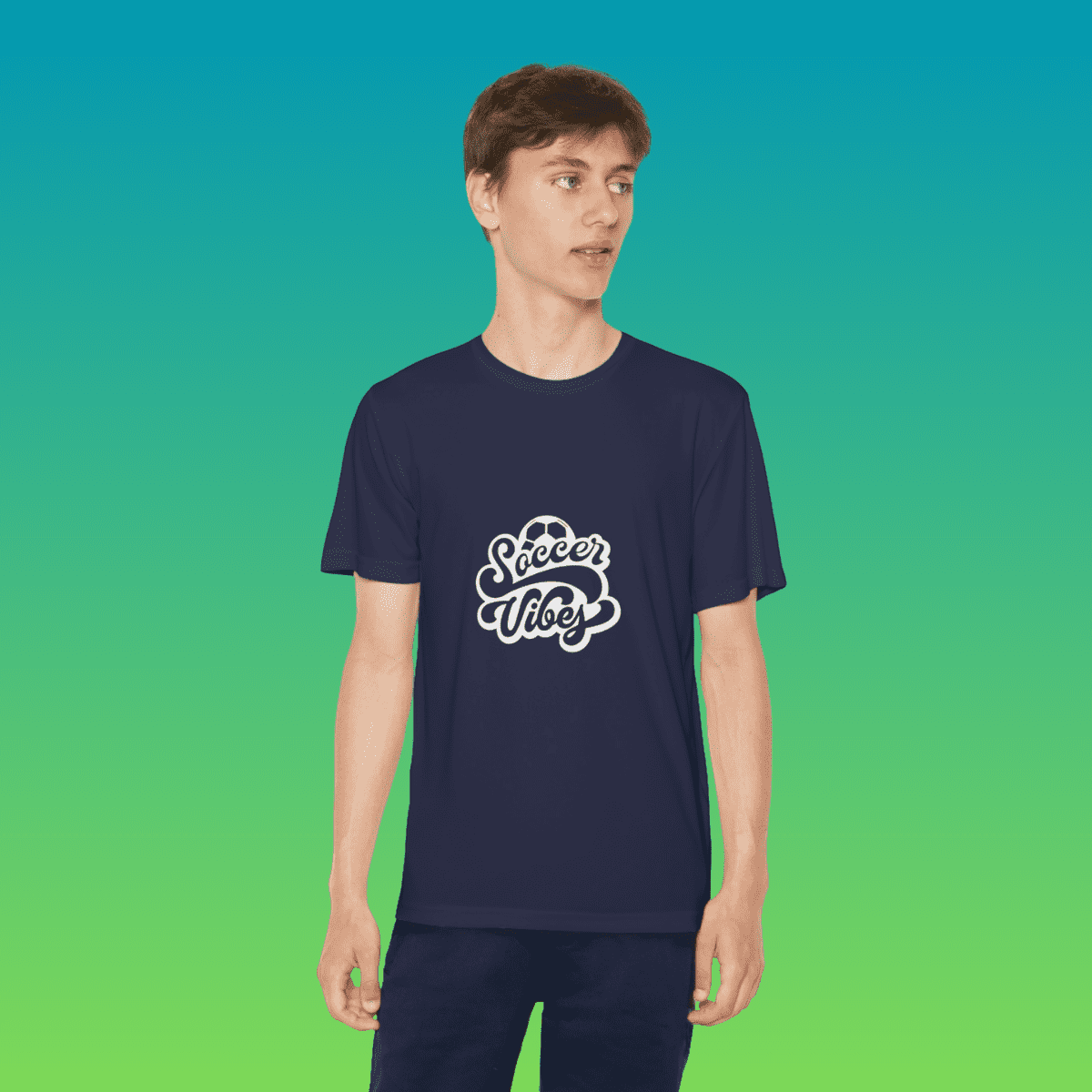 Navy Youth Soccer Vibes Moisture-Wicking Tee