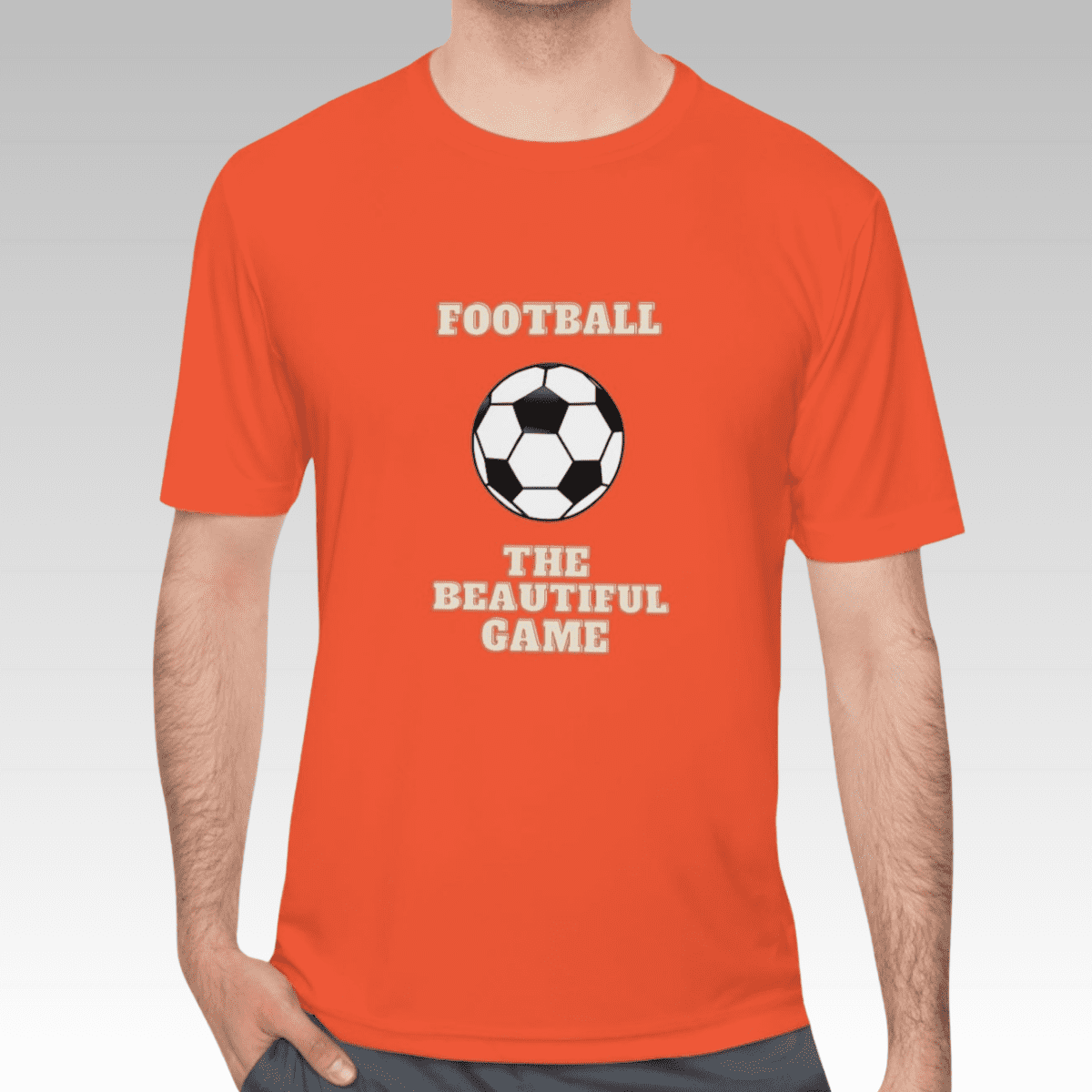 Men's Neon Orange Football  Moisture Wicking Tee