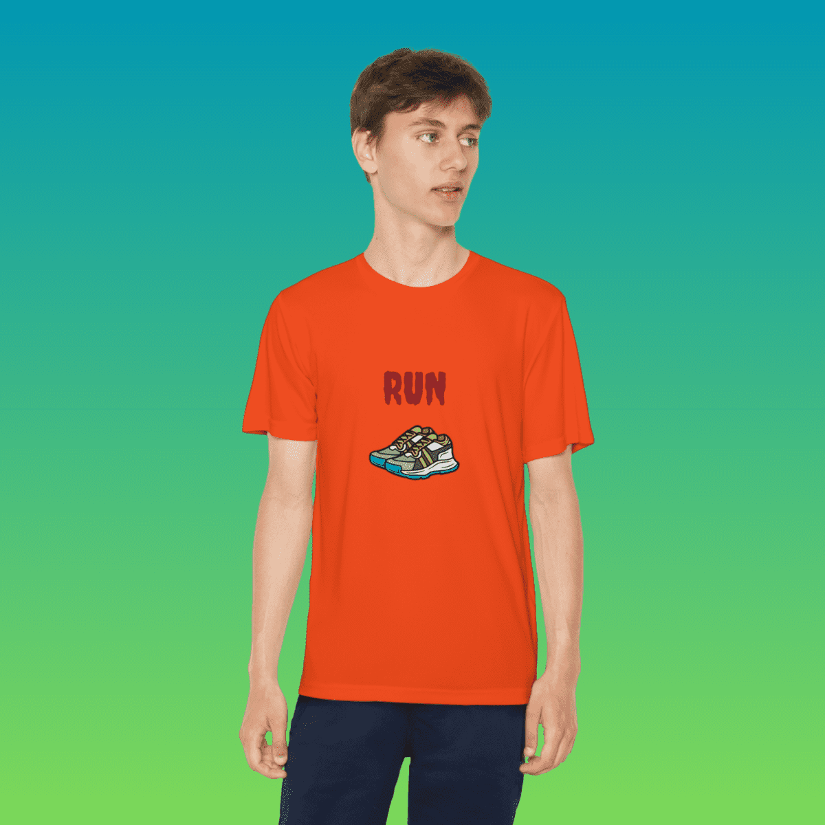 Neon Orange Youth Running Moisture-Wicking Tee