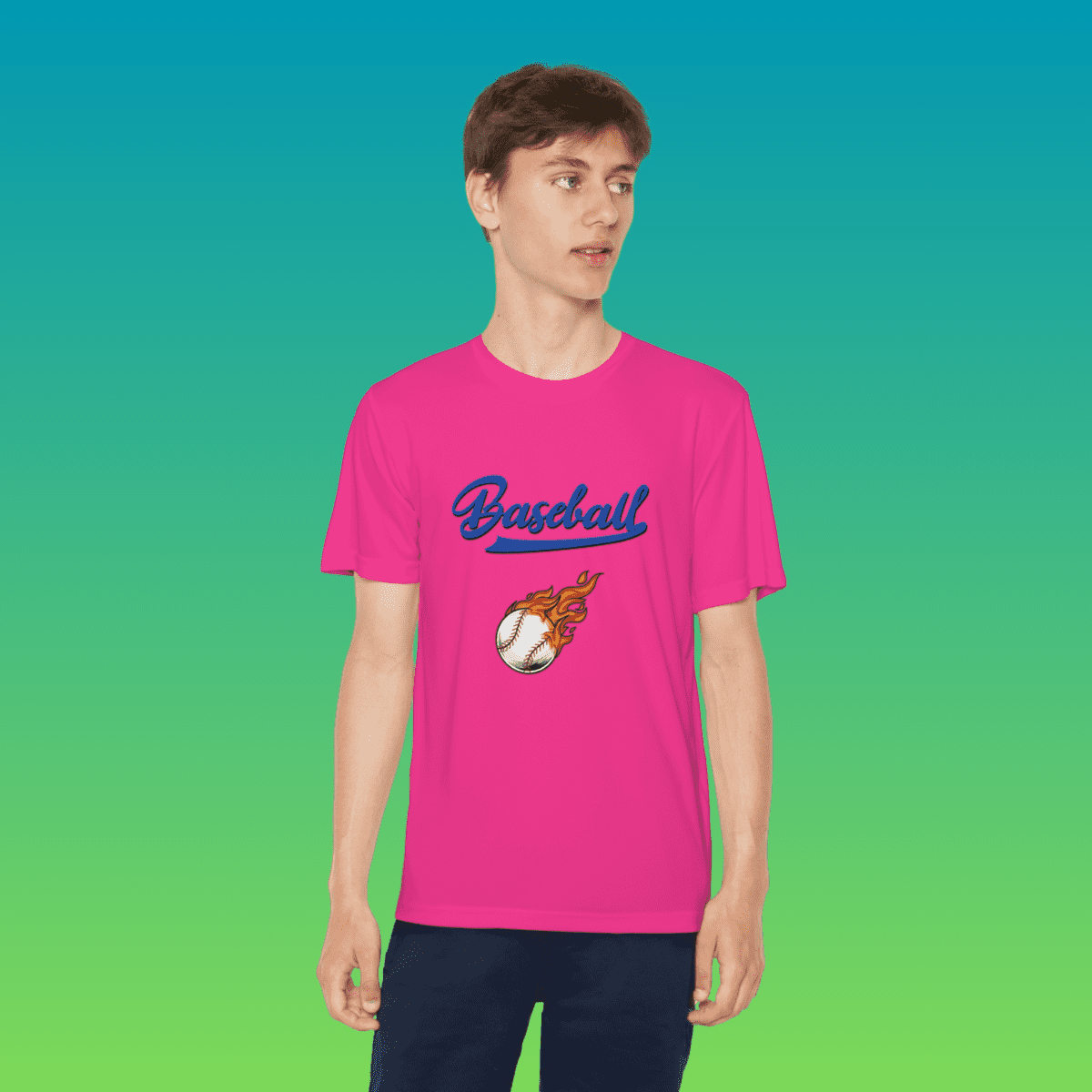 Neon Pink Youth Baseball Moisture-Wicking Tee